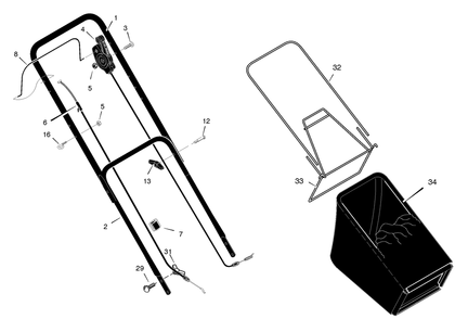 Handle And Bag Assembly Diagram and Parts List for 228510X99B 2005 Briggs and Stratton Lawn Mower